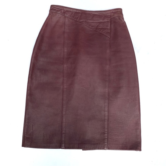 Vintage Brown Leather Pencil Skirt 6 - Picture 2 of 13